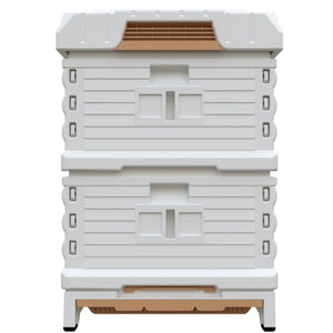Rear view of Ergo PLUS White Double Brood Box Beehive Set - Apimaye