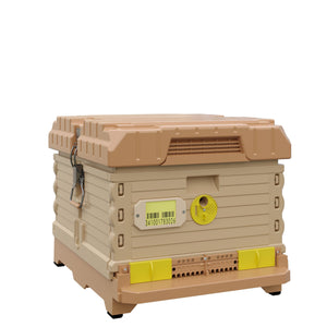 Ergo PLUS Single Brood Box Beehive Set . Tan color hive with yellow entrance-Apimaye