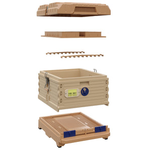 Ergo PLUS Single Brood Box Beehive Set showing all the individual components
