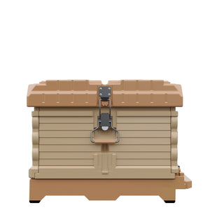 Side View of Apimaye Ergo PLUS Single Brood Box Beehive Set in Tan Color - Apimaye