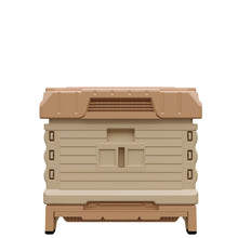 Load image into Gallery viewer, Rear view of Ergo PLUS Single Brood Box Beehive Set .Rear view of tan color hive-Apimaye