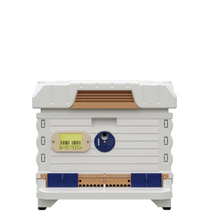 Ergo PLUS White Single Brood Box Beehive Set.  White color hive with blue antrance-Apimaye
