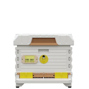 Ergo PLUS White Single Brood Box Beehive Set. White color hive with yellow entrance - Apimaye