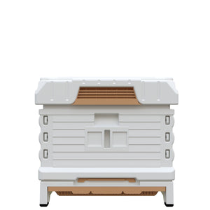 Rear view of Ergo PLUS White Single Brood Box Beehive Set. - Apimaye