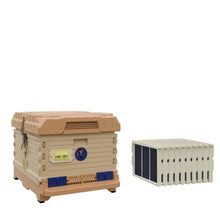 Load image into Gallery viewer, Apimaye Ergo Tan Color Hive With Pro Frames And Foundations. Tan color hive with blue entrance. - Apimaye