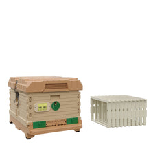 Load image into Gallery viewer, Apimaye Ergo Tan Color Hive with Pro Frames. Tan color hive with green entrance.- Apimaye.